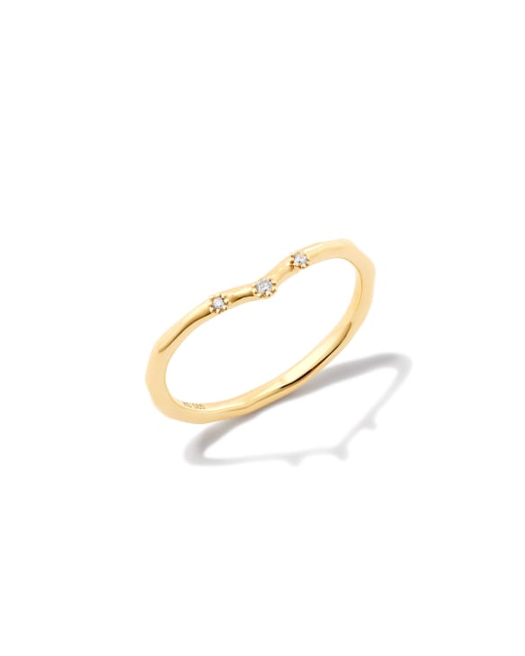 Noelle 14k Yellow Gold Band Ring in White Diamond