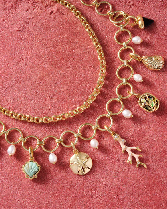 Brynne Convertible Gold Shell Charm Necklace in Multi Mix