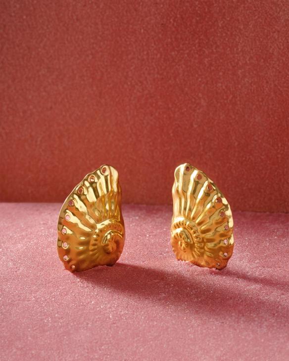 Marina Statement Stud Earrings in Vintage Gold