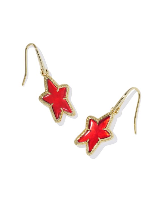 Ada Gold Star Small Drop Earrings in Red Illusion