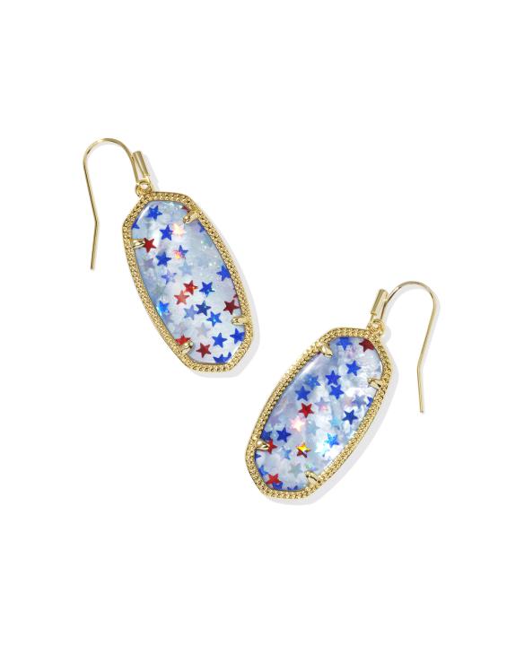Elle Gold Drop Earrings in Red White Blue Illusion