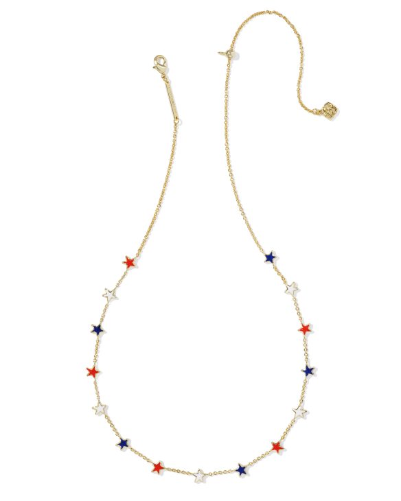 Sierra Gold Star Strand Necklace in Red White Blue Mix