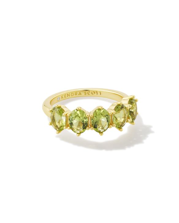 Cailin Gold Crystal Band Ring in Green Peridot Crystal