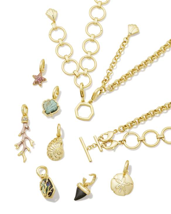 Brynne Convertible Gold Shell Charm Necklace in Multi Mix
