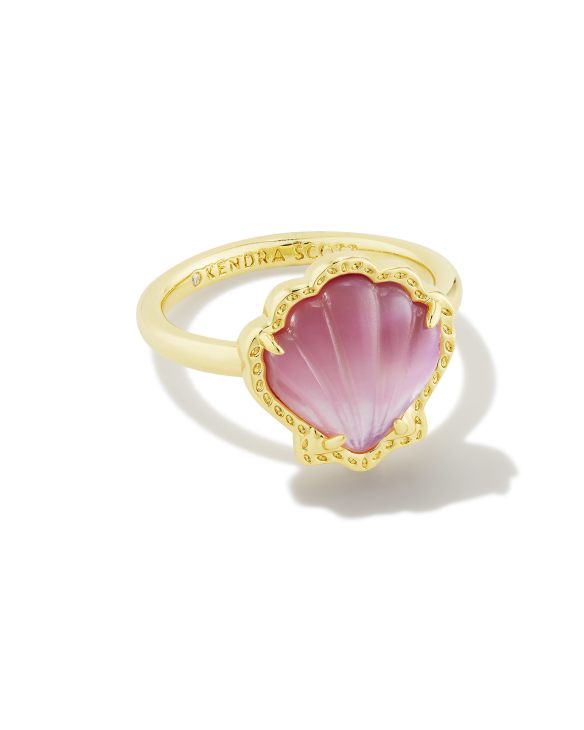 Brynne Gold Shell Band Ring in Blush Ivory Mother-of-Pearl