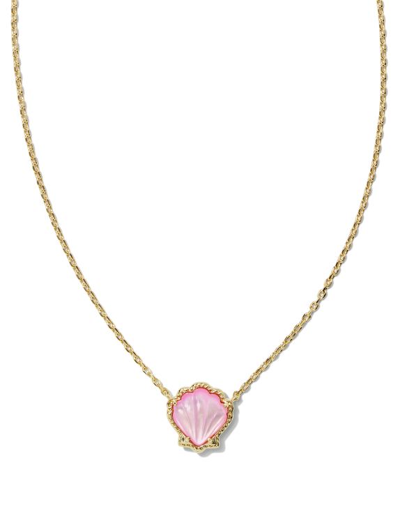 Brynne Gold Shell Short Pendant Necklace in Blush Ivory Mother-of-Pearl
