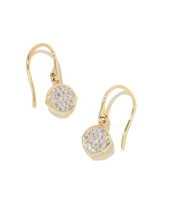Matilda 14k Yellow Gold Drop Earrings in White Diamond