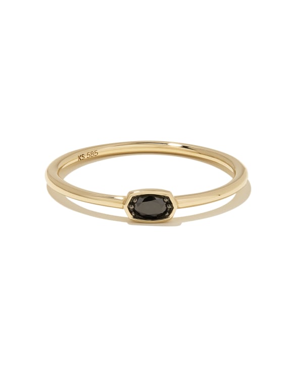 Marisa 14k Yellow Gold Oval Solitaire Band Ring in Black Diamond