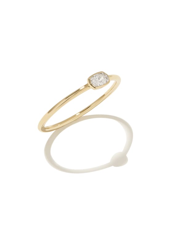 Marisa 14k Yellow Gold Oval Solitaire Band Ring in White Diamond