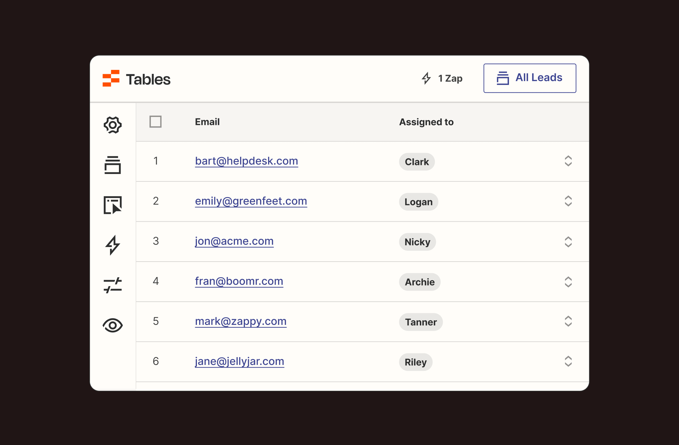 An illustration of the Zapier Tables UI
