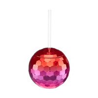 Pink Disco Ball Cup with a Straw & Lid