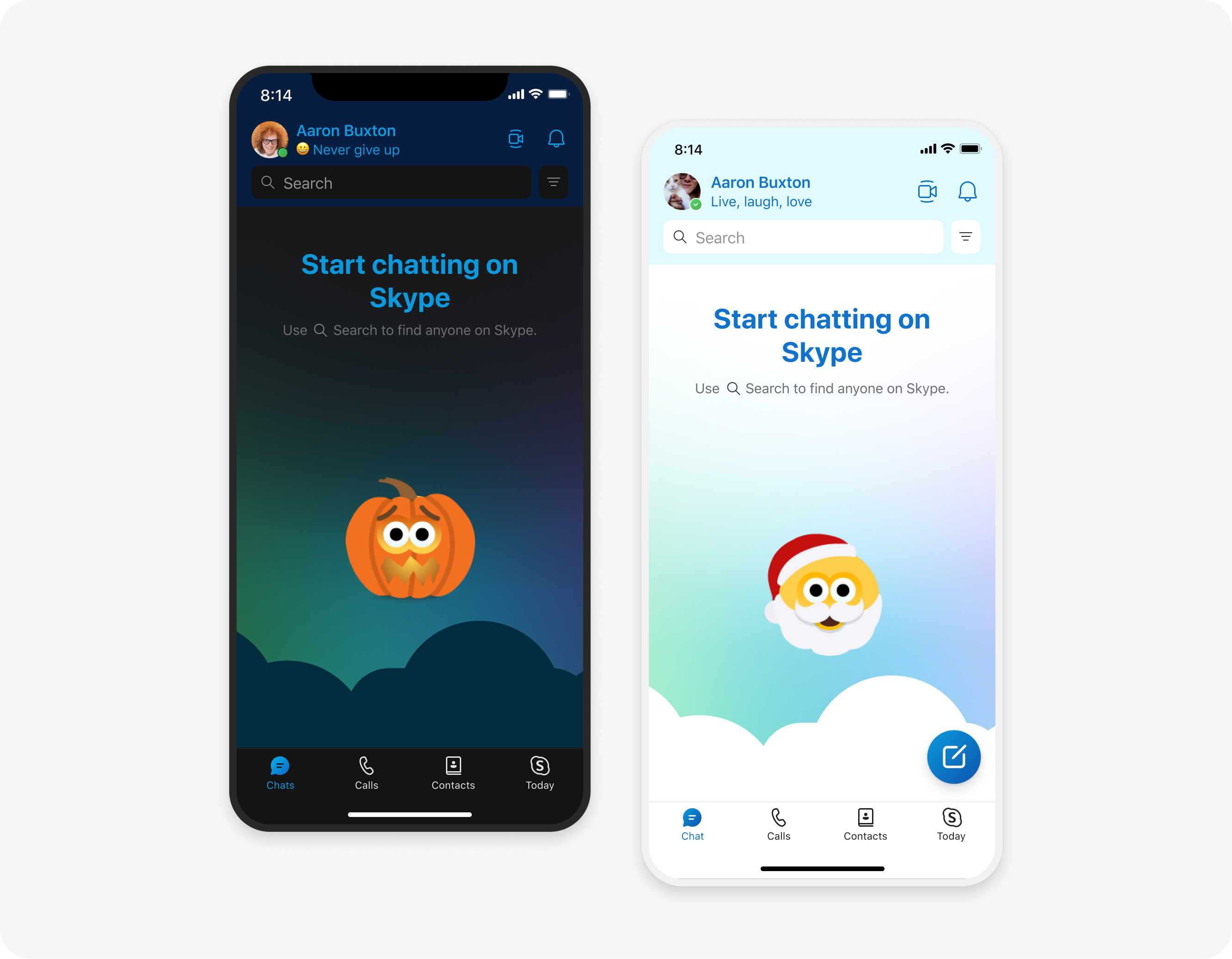 Skype has updated its visuals with new illustrations featuring signature clouds and classic emoticons, as well as more colorful themes with colored headers and message bubbles for a personalized touch. These changes were made for a more modern and delightful user experience.