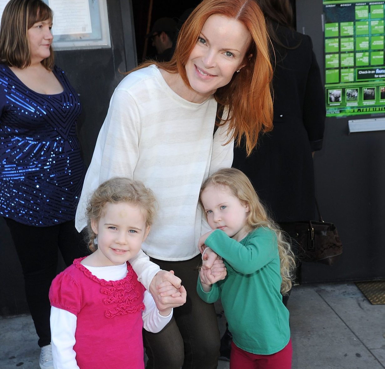 (EXCLUSIVE, Premium Rates Apply) Actress Marcia Cross and her two daughters Eden and Savannah arrive at the Grammy nominees for Children's Music Spoken Word benefit for Mr. Holland's Opus Foundation at The Mint on February 12, 2011 in Los Angeles, California.