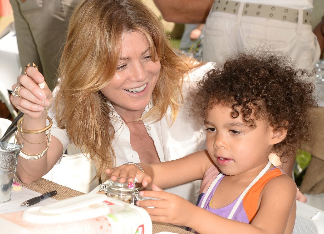 LOS ANGELES, CA - APRIL 27: Actress Ellen Pompeo and daughter Stella Ivery attend the Huggies Snug & Dry and Baby2Baby Mother's Day Garden Party held on April 27, 2013 in Los Angeles, California. (Photo by Jason Merritt/Getty Images for Baby2Baby)