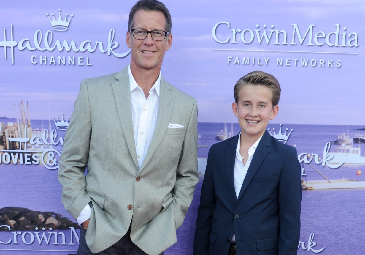 BEVERLY HILLS, CA - JULY 27: Actor James Denton and son Sheppard Denton arrive at the Hallmark Channel and Hallmark Movies and Mysteries Summer 2016 TCA Press Tour Event on July 27, 2016 in Beverly Hills, California. (Photo by Gregg DeGuire/FilmMagic)
