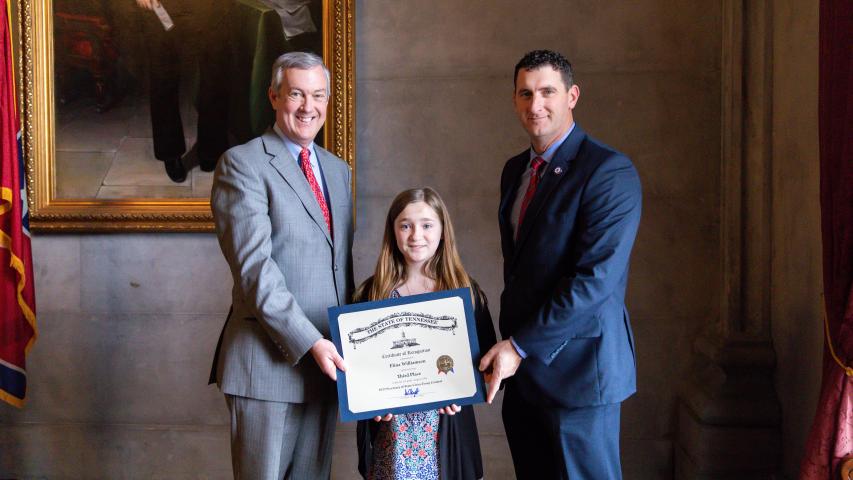  Secretary Hargett Presented Chestnut Ridge Academy Student with Third-Place Award in Civics Essay Contest 