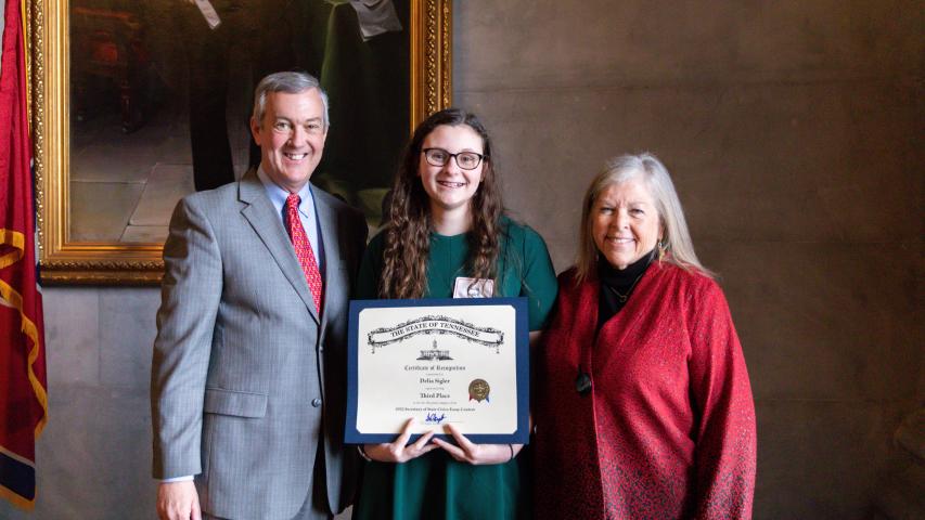 Secretary Hargett Presented Tipton-Rosemark Academy Student with Third-Place Award in Civics Essay Contest 