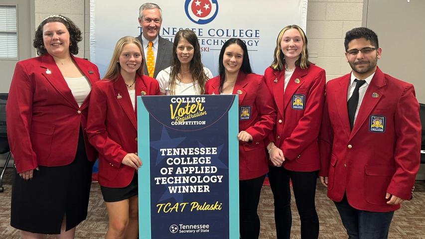 Secretary of State Tre Hargett Presents Tennessee College of Applied Technology Pulaski with Tennessee College Voter Registration Competition Award