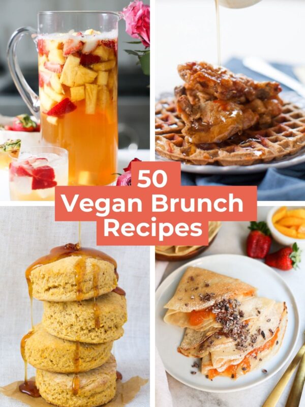 image with 4 different vegan brunch recipes