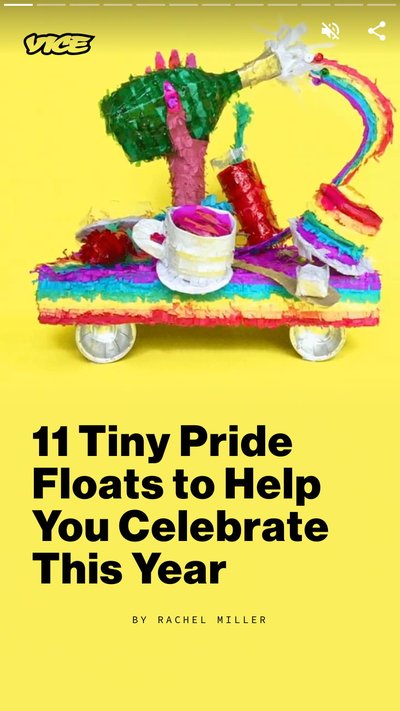 A Pride day float of a skateboard with Champagne, cake and drinks