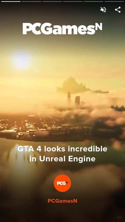 Video game setting of a city with heavy cloud cover and text "GTA 4 looks incredible in Unreal Engine"