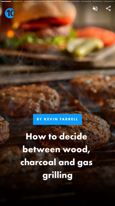 Hamburgers grilling on a bbq with text "How to decide between wood, charcoal and gas grilling"