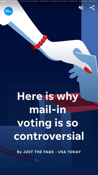 Illustration of an arm dropping off a letter with text "Her is why mail-in voting is so controversial"