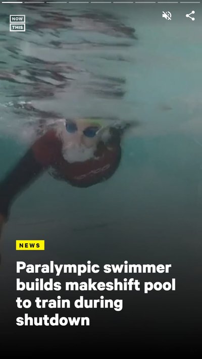 A paralympic swimmer training in a makeshift pool