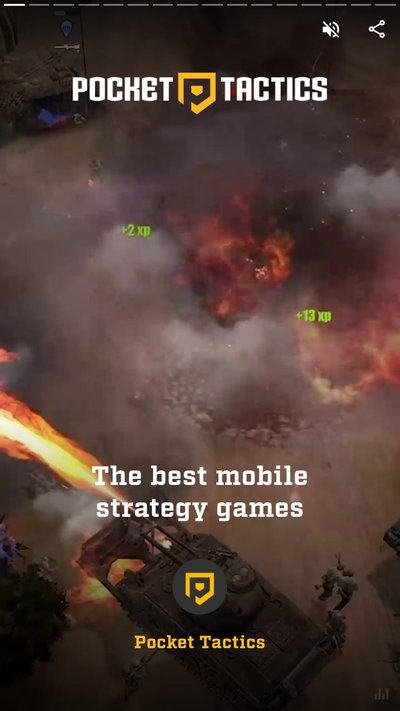 Video game showing a tank with text "The best mobile strategy games"