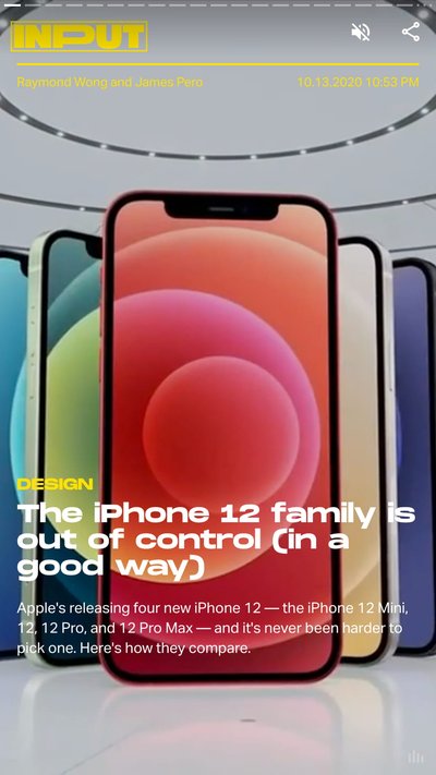 Five iPhone 12s with text "The iPhone 12 family is out of control (in a good way)"