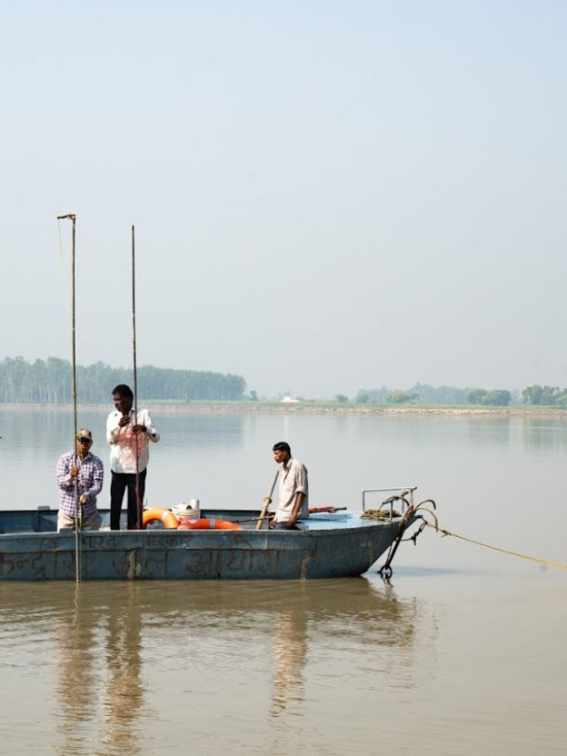 People on a boat in India.