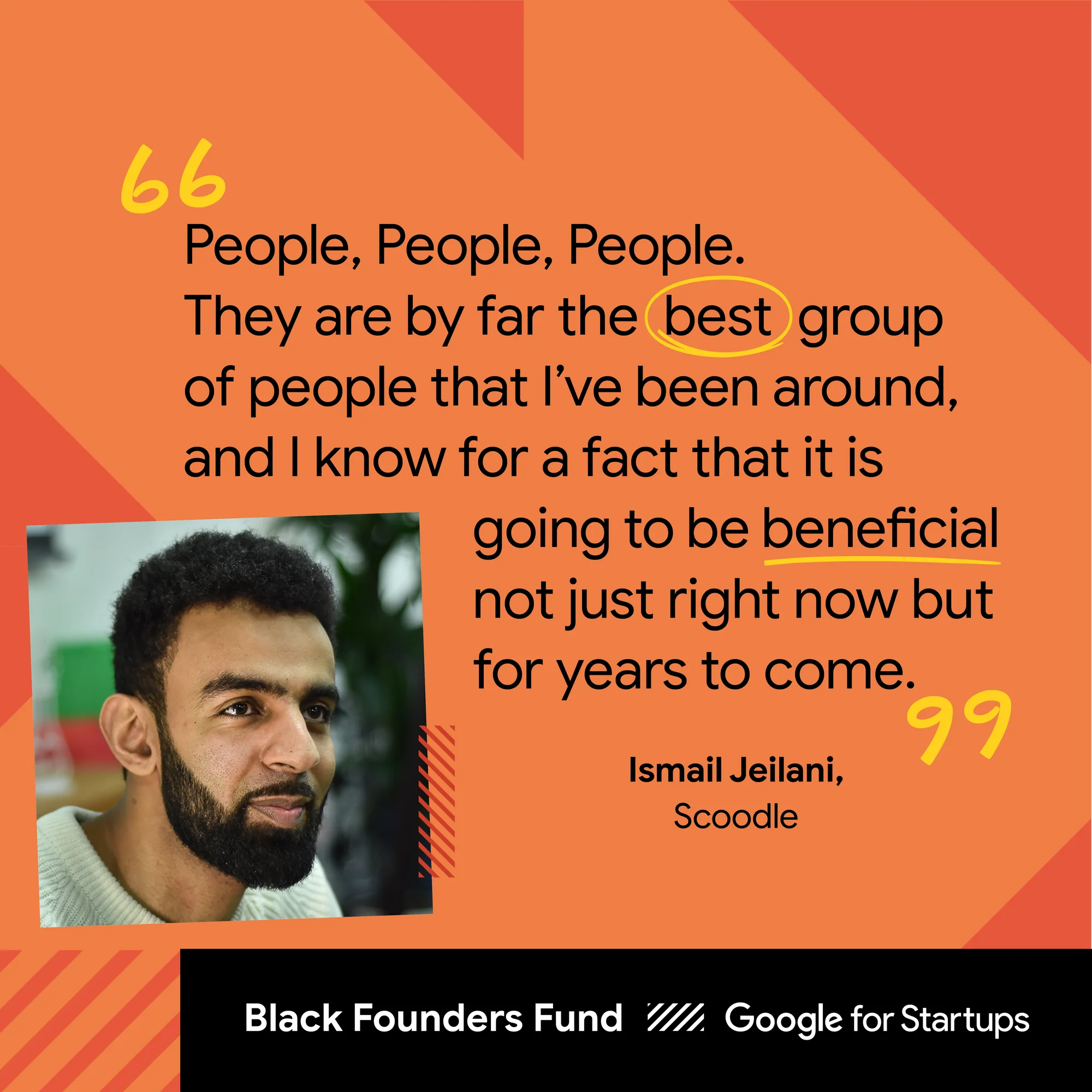 A quote from Scoodle, a Startup which received funding from the first European Black Founders Fund