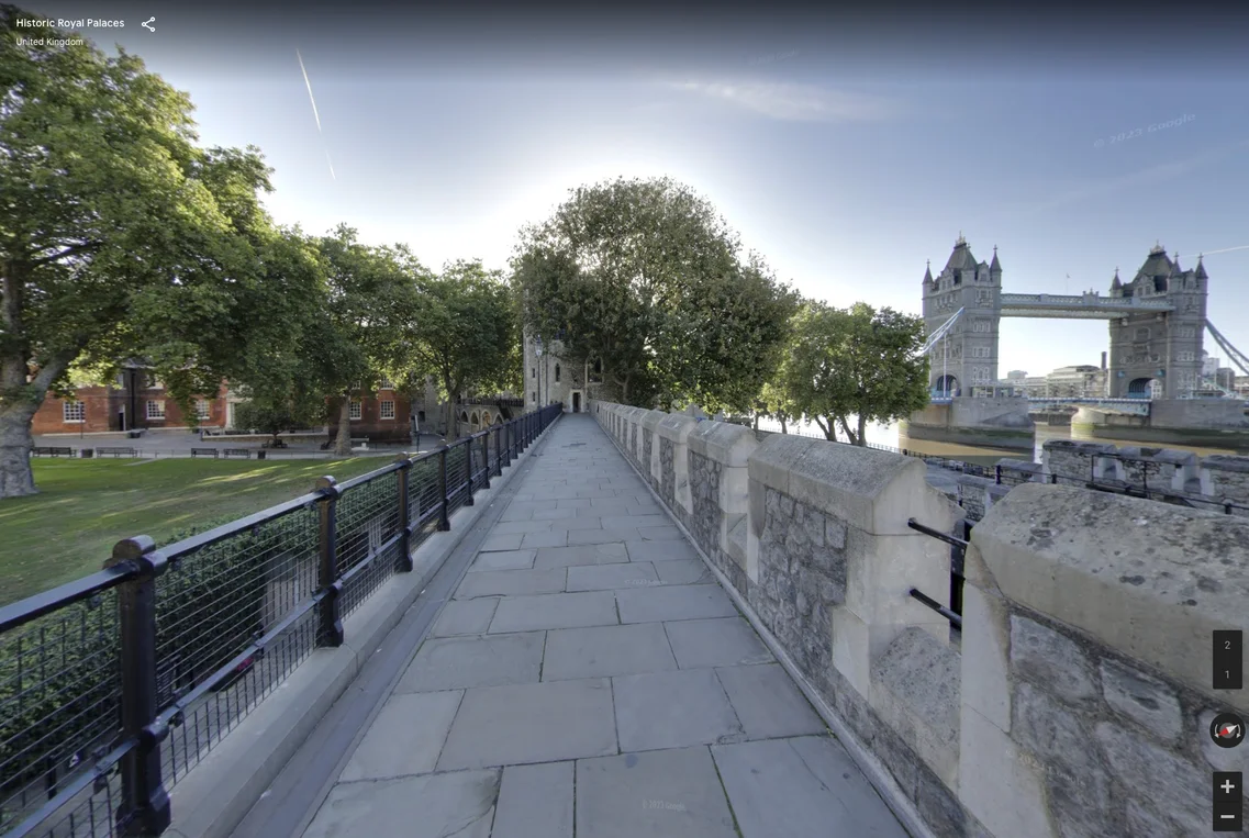 Street View of the Tower of London battlements