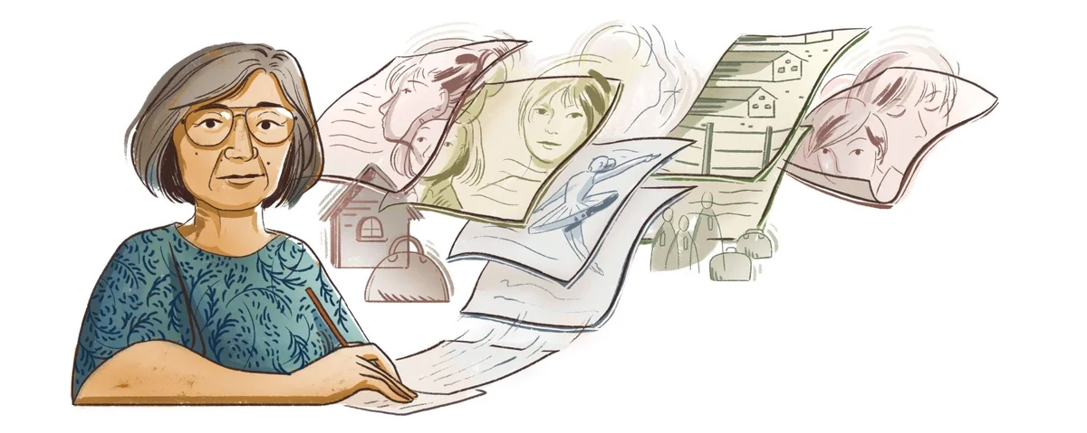 Image showing Google’s Doodle artwork honoring Japanese-American short story author Hisaye Yamamoto.