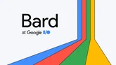 Text reads "Bard at Google I/O" next to four multicolored stripes
