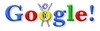The original Google logo with an exclamation point at the end. The Burning Man icon is behind the second “o.”