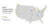 Graphic showing a map of the U.S. and locations of Google offices and data centers.