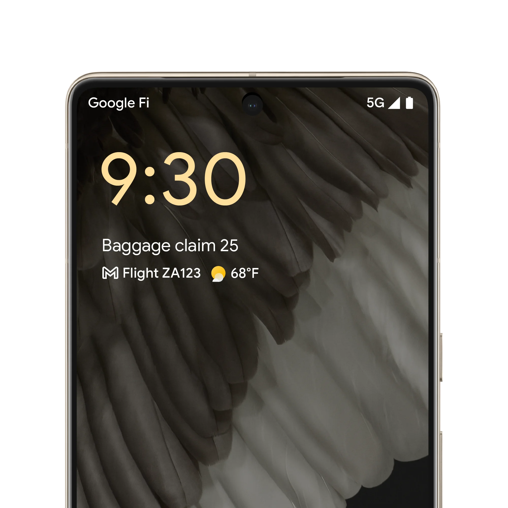An image of a smartphone with information on baggage claim