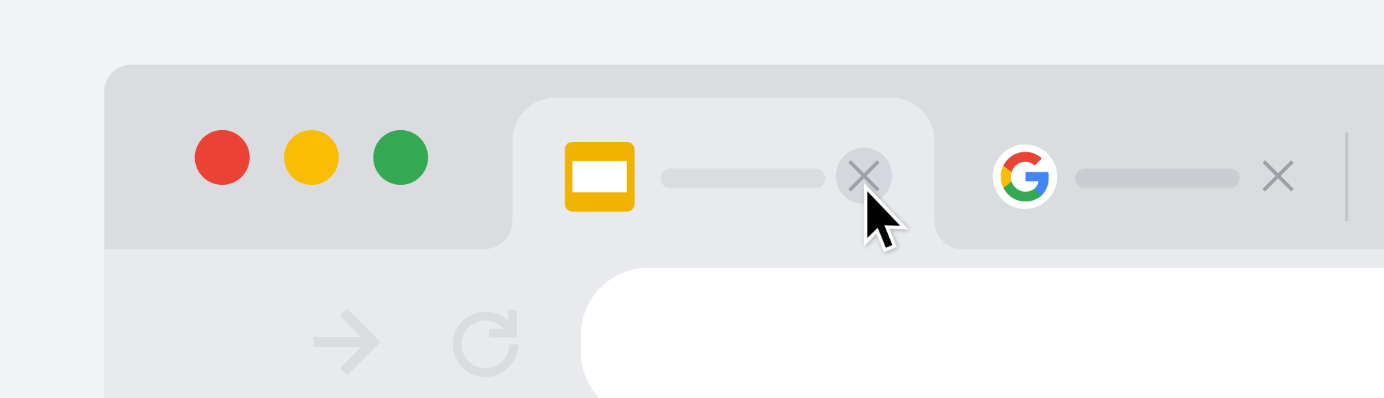 Illustrated GIF of a Chrome window flipping through different tabs.