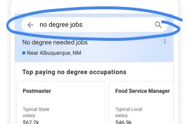 Search "no degree jobs" on Google