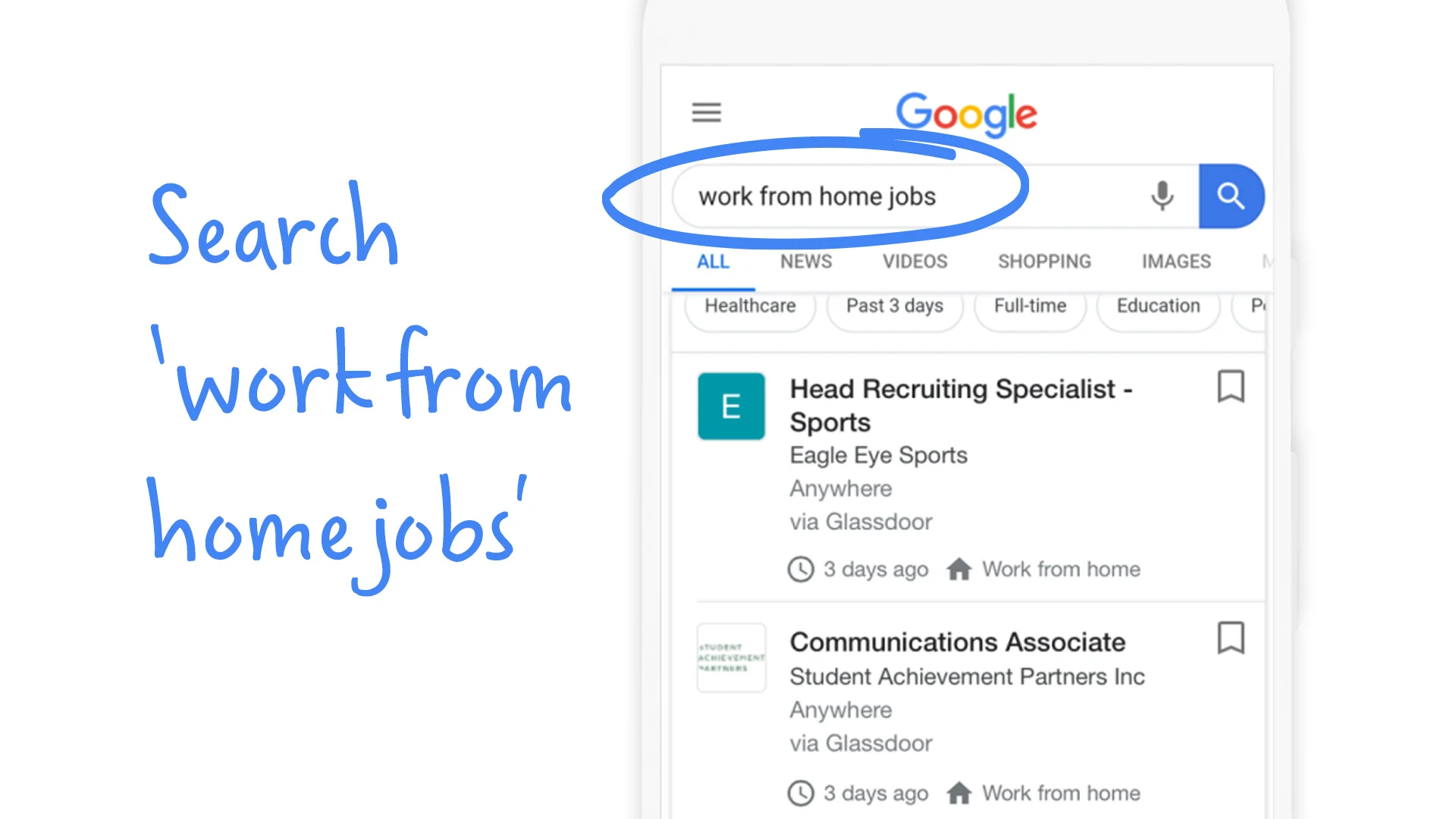 Find remote job opportunities via Google Search