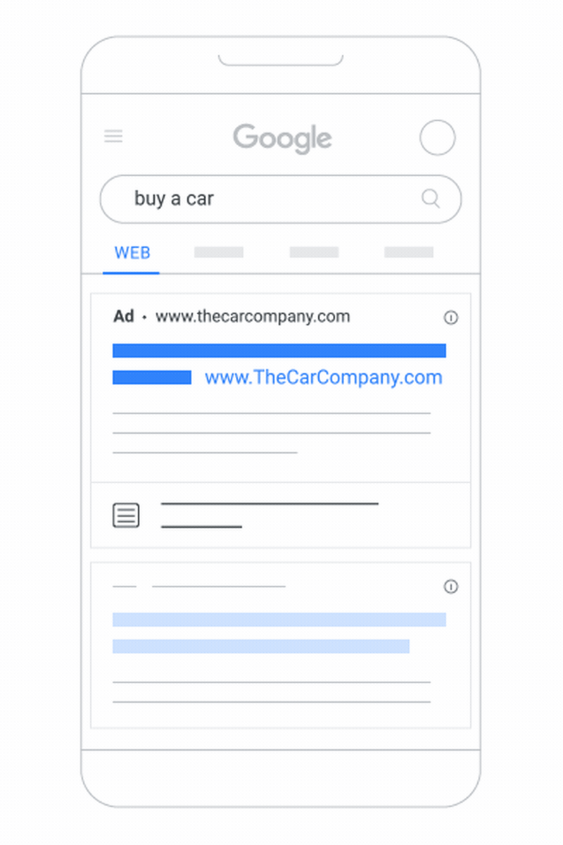 This animation shows what a lead form ad with a "visit site" option looks like.