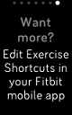 Exercise shortcuts screen