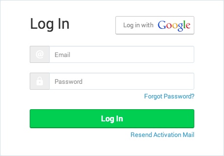 Example of log in screen.