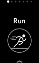 Exercise screen showing the option for tracking a run with a stick figure in a running position