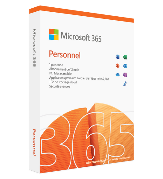 Microsoft 365 Personnel est un abonnement d’un an donnant accès à de puissantes applications bureautiques et de messagerie à une seule personne.