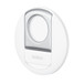 Vista frontale prospettica del supporto iPhone di Belkin di colore bianco, con la linguetta di supporto chiusa.