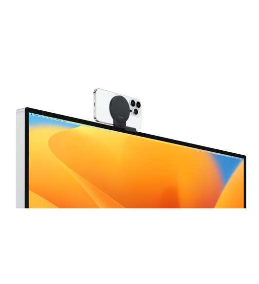 Die Belkin iPhone Mount (MagSafe kompatibel) für Mac Desktops kommt mit einer robusten Halterung für FaceTime Anrufe, Videokonferenzen und mehr. 
