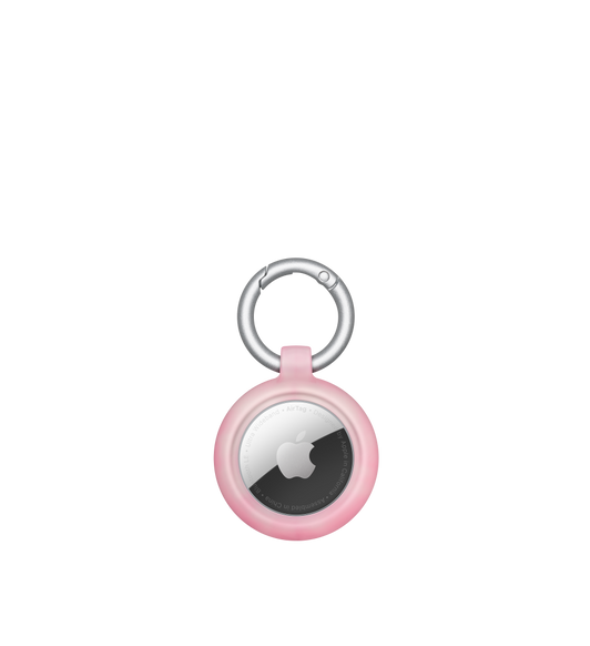 Etui OtterBox Figura Series z bezpiecznie umieszczonym w nim AirTagiem, w środku widoczne logo Apple.