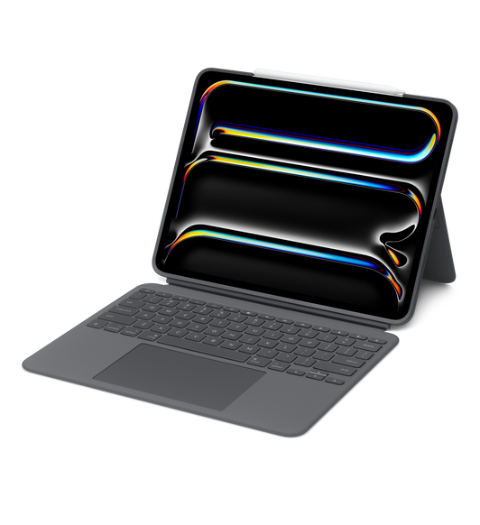 Horisontellt läge, tangentbord och iPad Pro med stativ